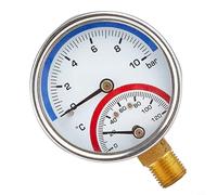 Compteur de pression et de température intégré 0-10 bar 0-120 °C, manomètre 2 en 1 pour chauffage au sol, radiateur et distributeur, raccord en laiton 1/8" 1/4", Ø 60 mm (1/8)