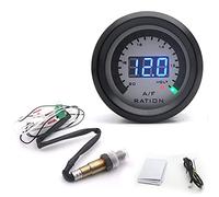 Compteur de rapport air-carburant,ERYUE 2 en 1 mètre 52MM kit de jauge de rapport de carburant d'air numérique à bande étroite 12 V volmètre de voiture avec capteur d'oxygène O2 accessoires de modifi