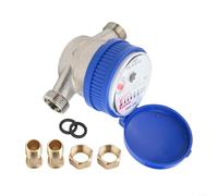 Compteur d'eau froide 1,27 cm - Jauge de débit mécanique de type sec pour jardin et maison - Corps en cuivre complet avec adaptateurs BSPT NPT Installation verticale horizontale