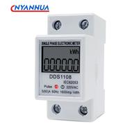 Compteur d'énergie électrique monophasé LCD KWH AC, Watt-heure numérique 220V 60A 50Hz, Rail Din électrique