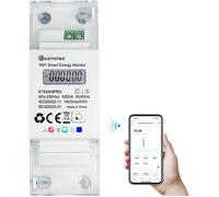 Compteur d'énergie KETOTEK WiFi Monophasé Rail DIN 5(65)A 90-250V Compatible Alexa