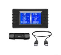 Compteur d'énergie USB DC, compteur de coulomb 50 A | Écran LCD STN à 9 paramètres, précision ± 1 % pour EV pour batterie, pour système solaire, test d'outils électriques
