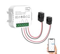 Compteur d'énergie WiFi intelligent : moniteur d'énergie double canal, compteur de puissance avec 2 clips 80 A, surveillance à distance via l'application, données en temps réel