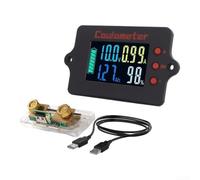 Compteur Énergie Bidirectionnel ABS Résistant Chaleur(Color screen) | Plage 8-120V DC, shunt 100A, boîtier ABS pour robuste, boutons silicone, mesure pour temps réel