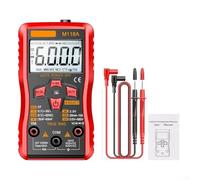 Compteur numérique 6000 comptes Plage automatique avec NCV, détection de rétroéclairage, lampe de poche et étui en silice pour test de résistance de tension AC DC Rouge
