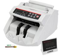 VEVOR Compteuse de Billets Professionnelle USD/EUR/GBP, Détecteur de Faux Billets par UV MG Contrefaçon, Vitesse >1000 PCs/min, Compteuse de Billets Trieuse Portable avec Affichage Banque Blanc