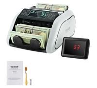 Compteuse de billets, Compteuse de billets avec détection de faux billets par UV, MG, IR et DD, Compteuse de billets USD et EUR avec grand écran LCD & écran externe pour les petites entreprises