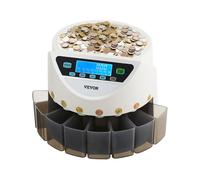 VEVOR Compteuse trieuse de pièces en euros – 8 types, capacité 850 pièces, écran LCD, 5 tubes