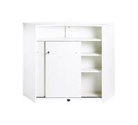 SIMMOB Comptoir Bar 2 Portes Blanc Serrure 4 Niches L 134,5 H 104,8 P 55,3 cm - Blanc