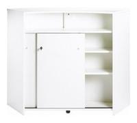 Comptoir Bar 2 Portes Blanc Serrure 4 Niches L 134,5 H 104,8 P 55,3 cm - Rock 451 - L 134.5 x l 55.3 x H 104.8 cm Blanc G