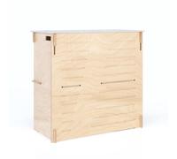 Comptoir de foire professionnel | 100 x 49 x H. 95 cm | Montage rapide à emboîter | Bureau en bois avec étagère | Support d'exposition | Réception portable pour foires, événements et salles