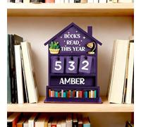 Comptoir de livres en bois 3D | Panneau rustique en bois avec inscription « Read This Year » | Support de comptoir en bois | Décoration vintage pour la maison, le bureau, le salon, l'étagère, la table