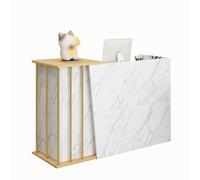 Comptoir de réception blanc avec tiroir verrouillable, grande capacité de stockage, design stable pour bureau, vente au détail, événements
