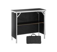 Comptoir de Stand Foire 97,5x38,5x87 cm, table bar pliante longue, sac transport, jupe noire
