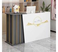 Comptoir de vente au détail pour caisse, comptoir de réception avant avec étagère et tiroirs verrouillables, table d'ordinateur de bureau avec grande armoire de rangement (B, 120 x 40 x 90 cm)