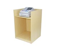 Comptoir de Vente Pour Caisse en MDF Mélamine Erable TB60 Meuble de Rangement Modulaire Vitrine Commerce Réception 2 Etagères Internes Devant Fermé