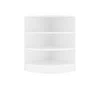Comptoir de Vente Unité de Coin en MDF Mélamine Blanc LM60 Meuble de Rangement Modulaire Incurvé 3 Etagères Internes Devant Ouvert 60 x 90 x 60 cm