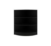 Comptoir de Vente Unité de Coin en MDF Mélamine Noir LM60 Meuble de Rangement Modulaire Incurvé 3 Etagères Internes Devant Ouvert 60 x 90 x 60 cm