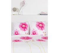 Comptoir des Tisseurs - Parure De Lit Fleur 2 Personnes : Housse De Couette 240X220 Cm + 2 Taies d'oreiller 65X65 Cm 100% Coton Printemps
