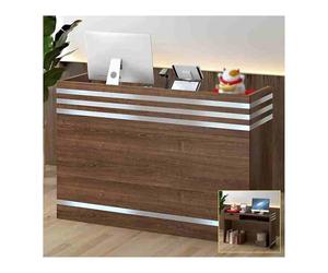 Comptoir moderne en chêne argenté, 100 cm / 39.4in, élégant bureau de réception, affichage des ventes, polyvalent et facile à assembler, parfait pour les magasins et les bureaux