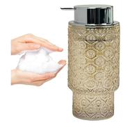 comptoir Pompe de Lavage à Main Transparente 11OZ, for Salle Bains, Liquide Vaisselle Rechargeable, décor Vintage Décoration Vintage pour Salle de Bain(Amber with Silver Pump)