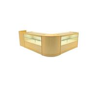 Comptoirs de Vente en MDF Erable à LED Blancs Ensemble Phoenix CM60 TB60 C1500 3 Unités de Rangement Etagères Internes Portes Coulissantes