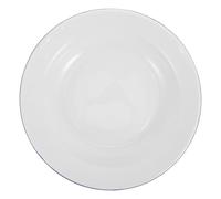 COMPUKAS Assiette Émaillée Blanche de 26cm Diamètre, Facile à Nettoyer Utiliser, en Émail Design Oriental Simple et Élégant, Cuisine et Repas