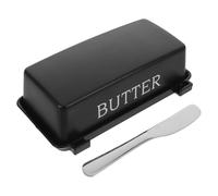 COMPUKAS Beurrier avec Couvercle et Couteau Noir Capacité Spacieuse en Plastique Boîte de Rangement Résistante pour Conservation Optimale du Beurre Cuisine et Comptoir
