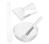 COMPUKAS Kit D'outils avec Bol en Verre Transparent et Spatule Douce en Nylon Pinceau en Silicone à Tube en Aluminium pour Masque Facial pour Routines de Soins à Domicile