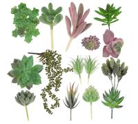 COMPUKAS Lot de 14 Plantes Succulentes Artificielles à Assembler, Composition Décorative Réaliste sans Pot, pour Déco Maison, Bureau et Jardin Intérieur, Plantes Grasses Ornementales
