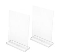 COMPUKAS Lot de 2 Présentoirs Publicitaires en Acrylique Forme T Double Face A6, Support pour Affichage Menu Restaurant, Facile à Nettoyer et Accès Rapide à L'information