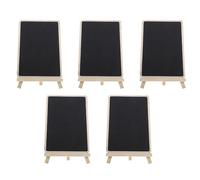 COMPUKAS Lot de 5 Mini Tableaux Noirs en Bois D'if Vintage Support, Ornement Décoratif pour Écrire Messages et Avis Café ou Bureau