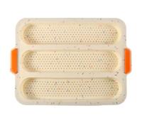 COMPUKAS Moule à Français Trous Ouverts en Silicone Facile à Démouler et Nettoyer 3 Cavités Cuisson de Baguettes Maison Four