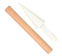 COMPUKAS Moule à Pâtisserie Outil Solide en Bois pour Rouleau à Œufs, 2 Pièces, Accessoire de Cuisson pour Desserts pour Fabrication de Cônes et Biscuits