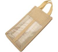 COMPUKAS Paquet Présent en Lin Fenêtre Transparente pour Bouteille de Vin Design Rustique Solide 2 Compartiments pour Visites et Fêtes