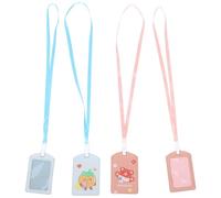 COMPUKAS Porte-badges Couleurs Assorties Étudiants Lot de 4 Motifs Dessin Animé, Porte-cartes Repas et Transport en Plastique, Taille Classique Protection Pratique pour Cartes D’accès