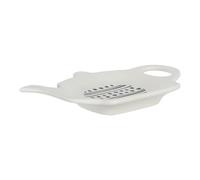 COMPUKAS Porte-Sachet Créative Forme Théière en Céramique Beige de Thé Repose-cuillère, Anti-Goutte, pour Décoration Maison Cuisine