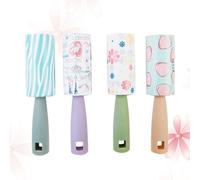 COMPUKAS Rouleau Adhésif Anti-Peluches Recharge Incluse 3 Pcs Couleur Aléatoire avec Manche Droit en Plastique Élimination des Poils sans Odeur Chimique pour Vêtements et Tapis