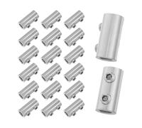 COMPUKAS Serrage-câble Prévient le Desserrage 20 Pièces Double Trou en Acier Inoxydable Argenté, Fixation Polyvalente pour Câbles pour Balcon Vertical et Étendoir à Linge