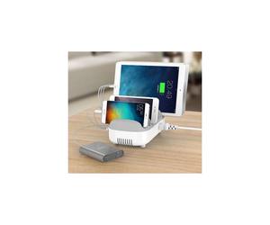 Compulocks 10PUSBDKS-EU : Station de Chargement Autonome 10 Ports USB-A, 2.4A par Port, 100-240V, Blanc, Dimensions 130x238x90mm, Protection Surtension