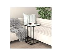 vidaXL Table d'appoint ordinateur Marbre blanc 50x35x65cm Verre trempé