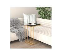 vidaXL Computer bijzettafel 50x35x65 cm gehard glas zwart331646 Noir G