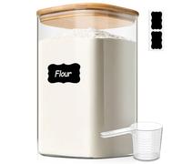 ComSaf Bocal en verre avec couvercle 4,4 L, boîte de conservation | Rangement cuisine, Couvercle en bambou, Riz blanc, Noix de cajou, Bouillon de poulet, Verre borosilicaté