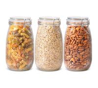 ComSaf Bocaux en verre hermétiques 1,5 L, lot de 3 avec couvercles | Boîte de conservation en verre, Couvercle avec joint, Pâtes, Biscuits, Garde-manger
