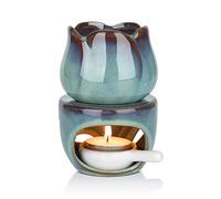 ComSaf fragrand Lampe pour Les huiles essentielles, avec cuillère chauffante, brûleur d'aromathérapie Amovible en céramique Bleue, chandelles d'huile d'arôme, Chambre, décoration