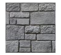 COMSTICKC Panneaux Muraux 3D Adhesif Pierre, 10 Pièces, 30x30 cm, Noir Fausse Brique Murale PVC, Revêtement Mural 3D Adhésif Imitation Pierre pour Salon, Chambre
