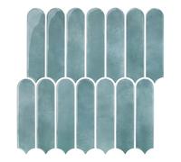 COMSTICKC Plus épais Credence Adhésif pour Cuisine Salle de Bain, 10 Pièces, Carrelage Adhesif Mural, Carrelage Autocollant Métro, imperméable, 30,5x30,5cm (Bleu Vintage Marbre)
