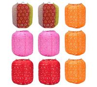 COMVIP 9Pcs Lanterne Ajourée Colorée Fête Mariage Lampion Abat-Jour en Papier 15cm Multicolore + Rose Vif + Rouge + Orange