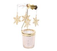 COMVIP Porte-Bougie Rotatif Carrousel Bougeoir Bougie S: Doré - Neige | Chauffe-plat Fantaisie