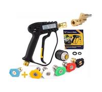 ComwithSafe Pistolet de Lavage Haute Pression+ Coupleur pivotant, 6 buses 1/4"- Pistolet 4000 PSI de Nettoyage pour Voiture - Int M22-14mm, Adaptateur pour Karcher K1-K7, filtre eau,guide inclus